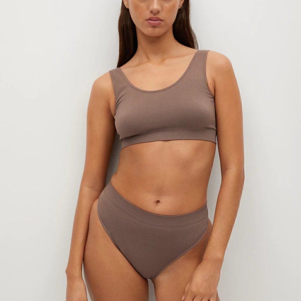 MANGO Ribbed Set Panty and Bra Top NEW